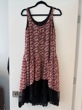 Vintage Anna Sui Y2K Pink Lace High Low Dress S